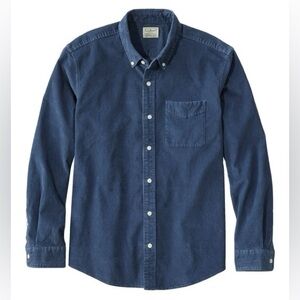L.L. Bean Shirt Mens M Blue Comfort Stretch Corduroy Traditional Untucked Fit